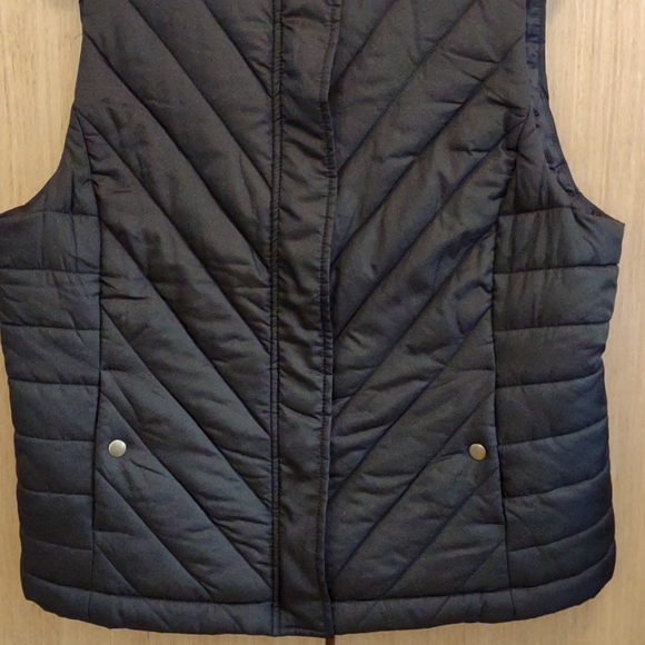 PETITE Dark BRN Slvless Puffer Vest SZ PXL By Jones New York - Picture 4 of 11